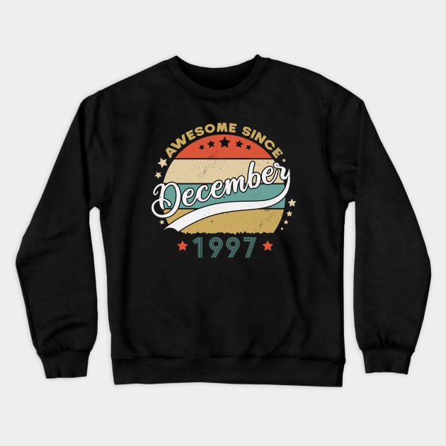 Awesome Since December 1997 Birthday Retro Sunset Vintage Crewneck Sweatshirt by SbeenShirts